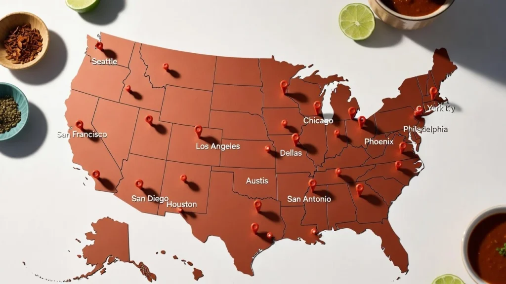 USA map with pins for city-inspired dinners