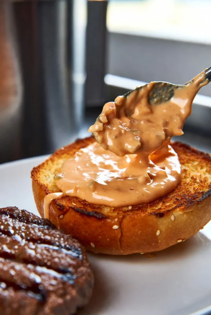 Classic Burger Sauce Spread on Toasted Bun